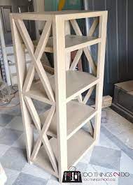 Diy Rustic X Bookshelf Part Of Basement Makeover Bookshelves Diy Diy Furniture Easy Farmhouse Furniture Diy