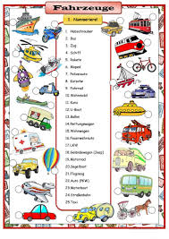 Fahrzeuge Deutsch Lernen Deutsch Lernen Kinder Arbeitsblatter