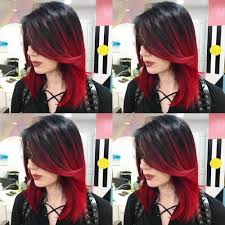 Black And Red Ombre Hair Short Women Full Wig Short Straight Synthetic Hair Black Red Ombre Layer Bob Wigs Balayage Straight Hair Red Ombre Hair Short Ombre Hair