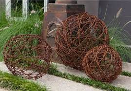 Barbed wire can be used in the following recipes: Fantastic In Gardens Ornamental Barbed Wire Spheres In Many Sizes Barb Wire Crafts Barbed Wire Art Metal Garden Art