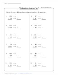 Can you please help me? Estimating Sums Differences Worksheets