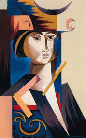 Natalia Goncharova (Russian, 1881-1962), Portrait de jeune femme, c.1916.