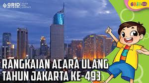 Logo tersebut menurut pemprov dki dalam situs resminya menggambarkan lima simbol disertai tulisan jakarta tangguh melambangkan perjuangan kota jakarta melawan. Berbeda Dari Biasanya Berikut Ini Rangkaian Acara Peringatan Hut Dki Jakarta Ke 493 Sudah Tahu Kids
