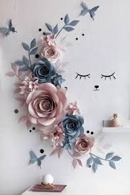 Diy colorful napkin flowers for summer decor 26. Blush And Dark Grey Paper Flowers In Different Shapes Paper Flower Templates Arranged On White Wall Paper Flower Wall Decor Paper Flowers Flower Wall Decor