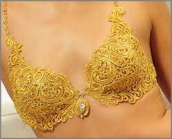 By comusumbra for sheer back cotton front panties. Gold Bras