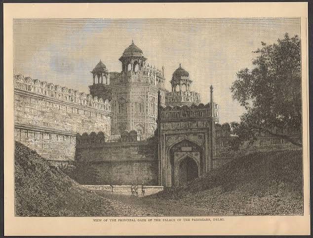 India PRINCIPAL GATE PALACE OF THE PADISHAHS engraved print Rousslet 1876 9"x7" | eBay