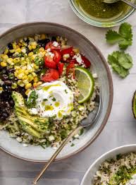 Baja Grain Bowls Baja Grain Bowls With Cilantro Lime Vinaigrette Recipe In 2020 Grain Bowl Recipe Cilantro Lime Vinaigrette Lime Vinaigrette