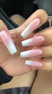 Pink ombre nail designs make a particularly sweet complement to summertime dressing. Pink To White Sparkle Ombre Acrylic Nails Ombre Acrylic Nails Nails Acrylic Nails