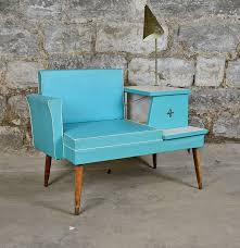 Mid 20th Century Teal Gossip Bench Telephone Table Retro Home Decor Retro Furniture 1950s Mid Century Modern Decor