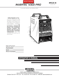 Lincoln Electric Invertec Im526 B Users Manual Manualzz Com