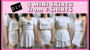 You can also draw the pattern for a skirt on to the shirt if you donot have a skirt already.better to make a paper pattern and keep on the skirt and cut it out. T Shirt To Mini Skirt 5 Diy Mini Skirt Upcycle Projects Youtube