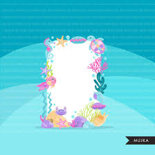 Mermaid Frames Clipart Underwater Marine Frame Pastel Rainbow Graphics Birthday Party Clip Art Clip Art Frame Clipart Pastel Rainbow