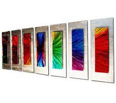 Green Yellow Red Pink Purple Orange Blue Artwork Bow Shock 62x24 In Rainbow Colors Design Met Blue Artwork Unique Wall Art Home Decor Sculptures