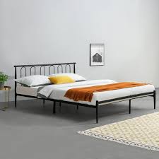 Letto contenitore matrimoniale con struttura in legno, rivestito integralmente, sfoderabilita' totale. Struttura Letto In Metallo Con Testiera Alta 200x180 Cm Letto Matrimoniale King Size Nero En Casa Casa E Cucina Ibs