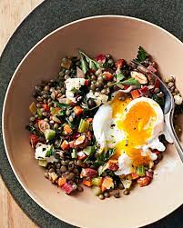 Warm Lentil Salad With Poached Eggs Recipe Recipe Lentil Salad Poached Egg Recipe Lentil Recipes