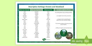 Words for numbers, colours, size and shape are also called adjectives. Free Ks2 Descriptive Setting Word Mat Forests And Woodland