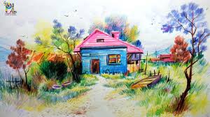 Learn Shading A Scenery With Colored Pencils For Beginners Easy Drawing Color Pencil Drawing Nature Sketches Pencil Color Pencil Sketch
