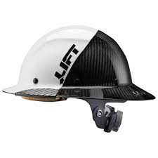 Lift Safety Dax Fifty 50 Carbon Fiber Full Brim Hardhat White Hard Hats Carbon Fiber Cool Bike Helmets