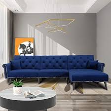 These comfortable sofas & couches will complete your living room decor. Amazon Com Convertible Sectional Couch With Chaise Lounge For Living Room Comfy Velvet Fabric L Shaped Reversible Reclining Sofa With 3 Seats And Pillows For Small Apartment And Spaces Navy Blue Kitchen