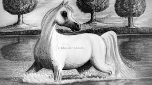 كيفية رسم حصان والمناظر الطبيعية how to draw a horse and landscape horses art drawings