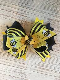 Black And Yellow Hair Bow 5 Boutique Style Bumble Bee Hair Bow Black Hair Bows Diy Hair Bows Hair Bows