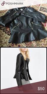 Zara Faux Leather Peplum Moto Jacket Leather Peplum Clothes Design Jackets