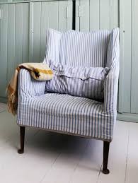 Loose Cover On Armchair In Simple Linen Ticking Furniture Home Slipcovers