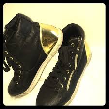 Black And Gold High Tops Black And Gold High Top Sneakers High Top Sneakers Girls Shoes Sneakers Gold High Top Sneakers