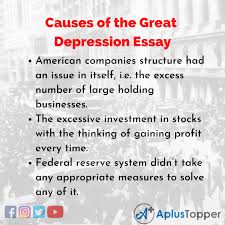 4pages (pdf) discuss this script fairy land jubilee by cindy l. Causes Of The Great Depression Essay Essay On Causes Of The Great Depression For Students And Children In English A Plus Topper
