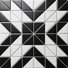 Black And White Porcelain Mosaic Tile Magic Cube Series Black White 2 Matte Triangle Mosaic Tiles Patterns Ideal For Interior Flooring Desi Porcelain Mosaic Tile Porcelain Mosaic Mosaic Flooring