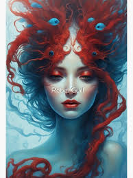 Woman in Red with Blue Fish" Poster for Sale by Jadeluv28