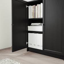 Black Billy Bookcase With Doors Billy Oxberg Bookcase With Doors Black Brown 31 1 2x11 3 4x41 3 4 Ikea In 2020 Billy Bookcase Ikea Billy Bookcase Brown Bookcase
