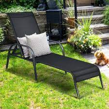 Never rust outdoor aluminum sling chaise lounge in brown. Costway Patio Chaise Lounge Outdoor Folding Recliner Chair W Adjustable Backrest Black Target