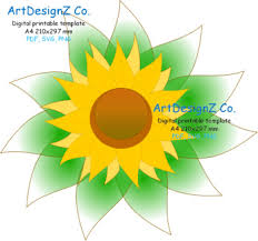 Download Vector Paper Flower Template 3d Floral Stencil Scrapbook Sunflower Clipart
