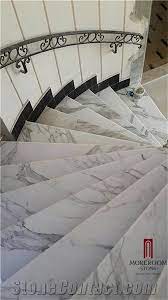 Factory price wholesale marble stair risers and treads marble stairs price america standard stairs wooden china. Greece Nevrokopion Volakas Semi White Marble Stair Marble Staircase In Marble Laminated Flooring Stair Treads From China Stonecontact Com