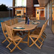 Amazonia Bergen 11 Piece Eucalyptus Wood Extendable Outdoor Patio Dining Set In 2020 Rectangular Dining Set Outdoor Dining Set Patio Dining Set