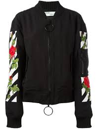 Black And White Satin Bomber Jacket Off White Embroidered Washed Satin Bomber Jacket Black Red White Modesens Embellished Bomber Jacket Bomber Jacket Floral Bomber Jacket