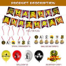 Buy 90pcs Cobra Kai Birthday Party Supplies Cobra Kai Swirls Party Decoration Cobra Kai Birthday Party Banner For Kids Teens Themed Birthday Party Decor Supplies Online In Indonesia B091st45jd