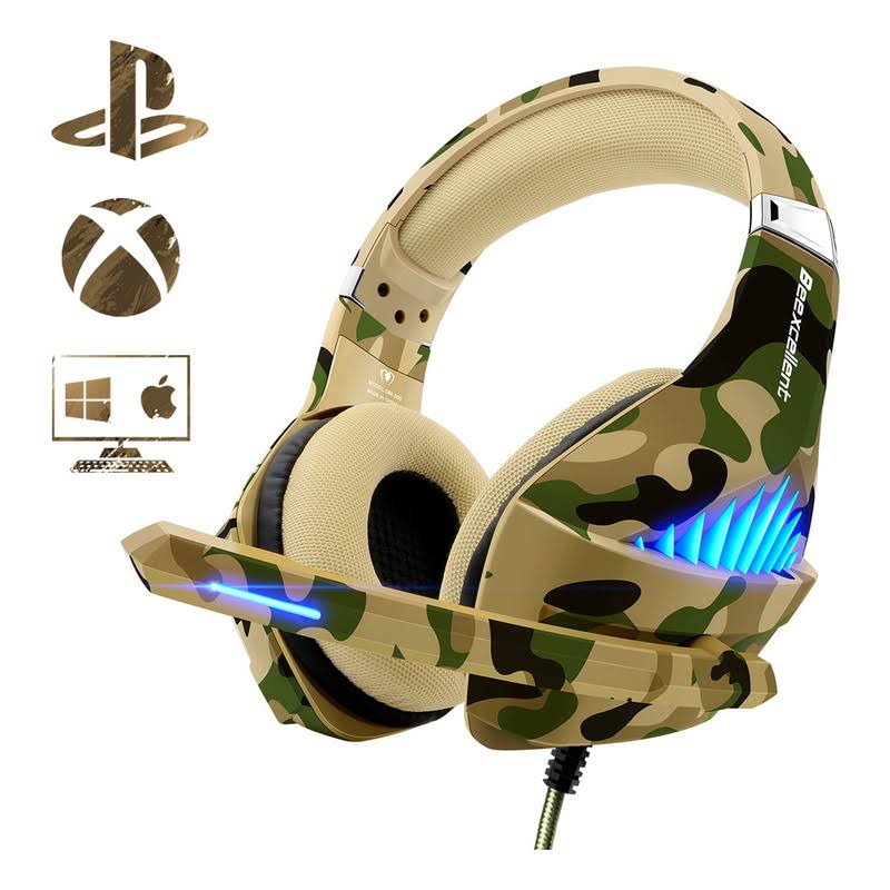 Gaming Headset for PS4 PS5 Xbox One Switch PC with Noise Cancelling Stereo Bass Surround Sound