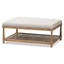 B fsobeiialeo storage ottoman with tray, linen ottoman coffee table folding long shoes bench footstool, dark grey 30x15.74x15 4.5 out of 5 stars 1,527 $43.99 $ 43. Carlotta French Country Weathered Oak Linen Rectangular Coffee Table Ottoman Beige Baxton Studio Target