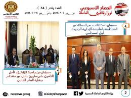وزارة القوى العاملة المصرية هي إحدى الوزارات المصرية، وهي المسئولة عن التشغيل وعلاقات العمل والتدريب المهنى ورعاية القوى العاملة وإدارة السلامة والصحة المهنية وعلاقات العمل الخارجية. Cq Gnb87dze6pm