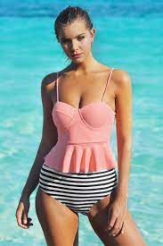 Cupshe Bottomless Sea Falbala Bikini Set Swimsuits For Small Bust Cupshe Bikinis Bikini Set
