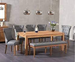 Verona 180cm Solid Oak Dining Table With Camille Grey Faux Leather Chairs And Camille Faux Leather Bench Verona Grey Dining Tables Solid Oak Dining Table Oak Dining Table