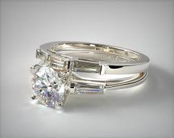 18k White Gold Tapered Baguette Diamond Wedding Set This Classic Engagement Ring Desi Diamond Wedding Sets Classic Engagement Rings Designer Engagement Rings