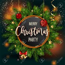 Download your creation to share via email, sms or whatsapp, or print it. Merry Christmas Party Invitation Poster With Main Information Vector Special Guests And Evening Program Free Drinks Pine Evergreen Tree Branches And Baubles Confetti And Symbolic Toys Decor Royalty Free Cliparts Vectors And