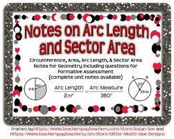 Arc Length And Sector Area Guided Notes For Geometry Circles Unit Guided Notes Formative Assessment Interactive Notes