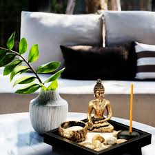 Stone finish cairn tealight candle holder. Zen Garten Mit Buddha Hier Kaufen