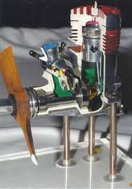 cutaway model rc aeroplane engine mounted on display stand model airplanes radio control engineering