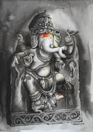 Artistic Ganpati Photo Black And White Watercolor Painting By Arunabho Facebook Arunabho19 Instagram Arunabho19 Durga Painting Ganesha Painting Lord Ganesha Paintings