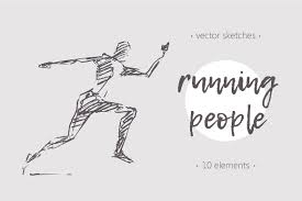 Set Of Sketches Of Running People Sketches Vector Sketch Running Illustration